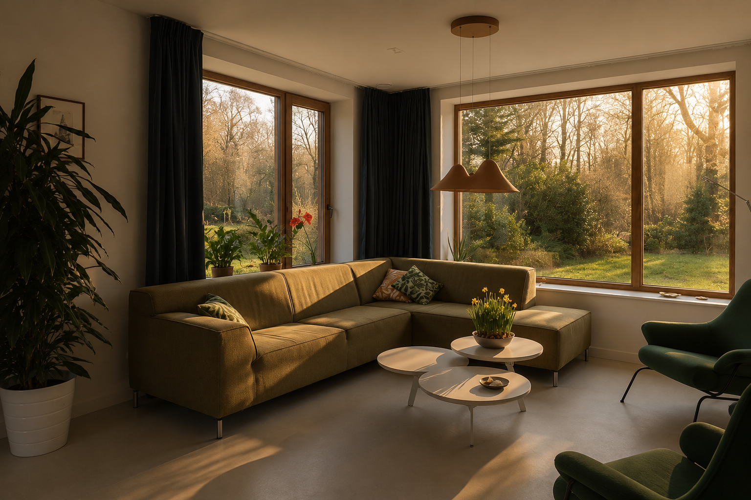 Woonkamer met uitzicht op de tuin